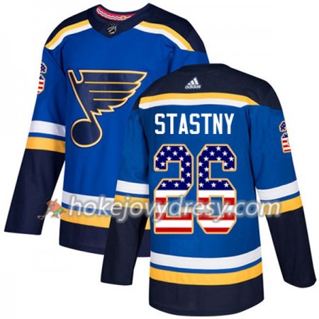 Pánské Hokejový Dres St. Louis Blues Paul Stastny 26 2017-2018 USA Flag Fashion Modrá Adidas Authentic